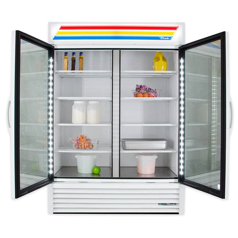 True GDM-49-HC~TSL01 54 1/8" White Two Section Glass Door Refrigerated Merchandi