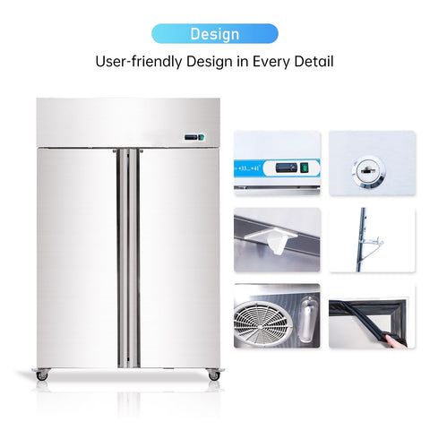 Aceland AR-48B 2 door 48” Stainless Steel Reach in Upright refrigerator 36Cu. Ft