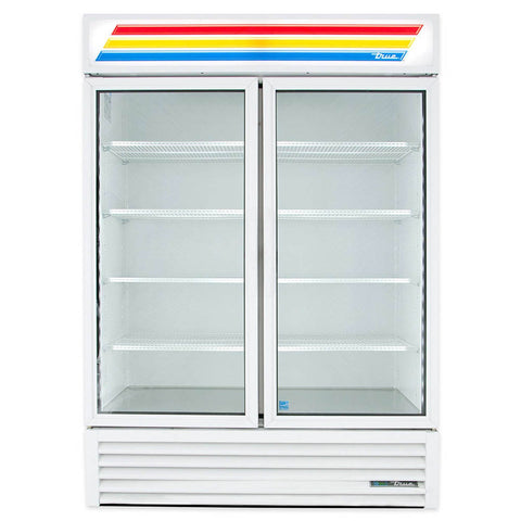 True GDM-49-HC~TSL01 54 1/8" White Two Section Glass Door Refrigerated Merchandi