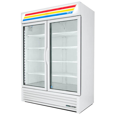 True GDM-49-HC~TSL01 54 1/8" White Two Section Glass Door Refrigerated Merchandi