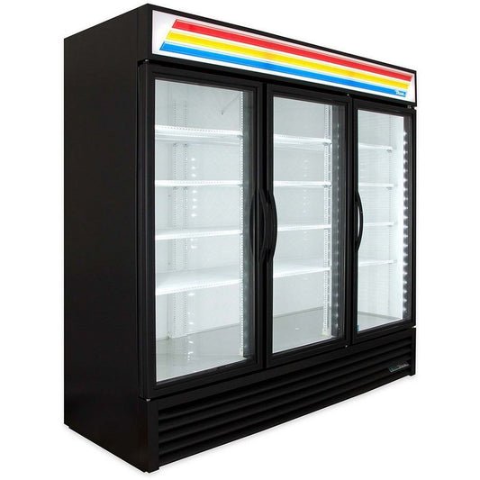 True GDM-72-HC~TSL01 78" Three Section Glass Swing Door Refrigerated Merchandise