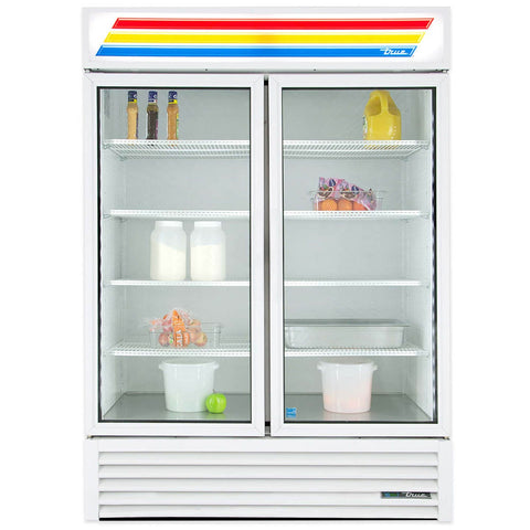 True GDM-49-HC~TSL01 54 1/8" White Two Section Glass Door Refrigerated Merchandi
