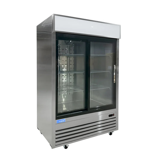 ICECASA 54-Inch Commercial Sliding Glass Door Display Refrigerator - Double Door Reach-in Merchandiser