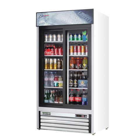 Everest EMGR33 39" Two Door Merchandiser Refrigerator, White Exterior, 33 cu. ft.