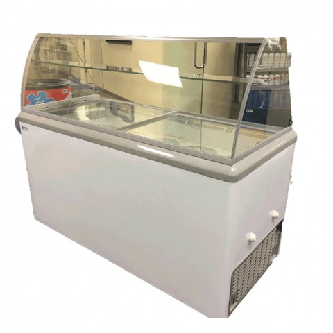 Excellence Industries HBD-10HC 59 1/2" Stand Alone Ice Cream Dipping Cabinet w/ 18 Tub Capacity - White, 115v