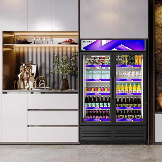 ALK GDR47(H) ‎47.2 inch Two Section Swing Glass Door Merchandiser Refrigerator (WHEELS ARE NOT PRE-INSTALLED)
