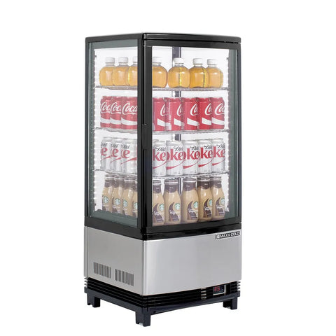Maxx Cold MECR-31D 16" Self Service Countertop Refrigerated Display Case with 2 Pass-Thru Hinged Glass Doors , 3 Shelves - 2.89 cu. ft.