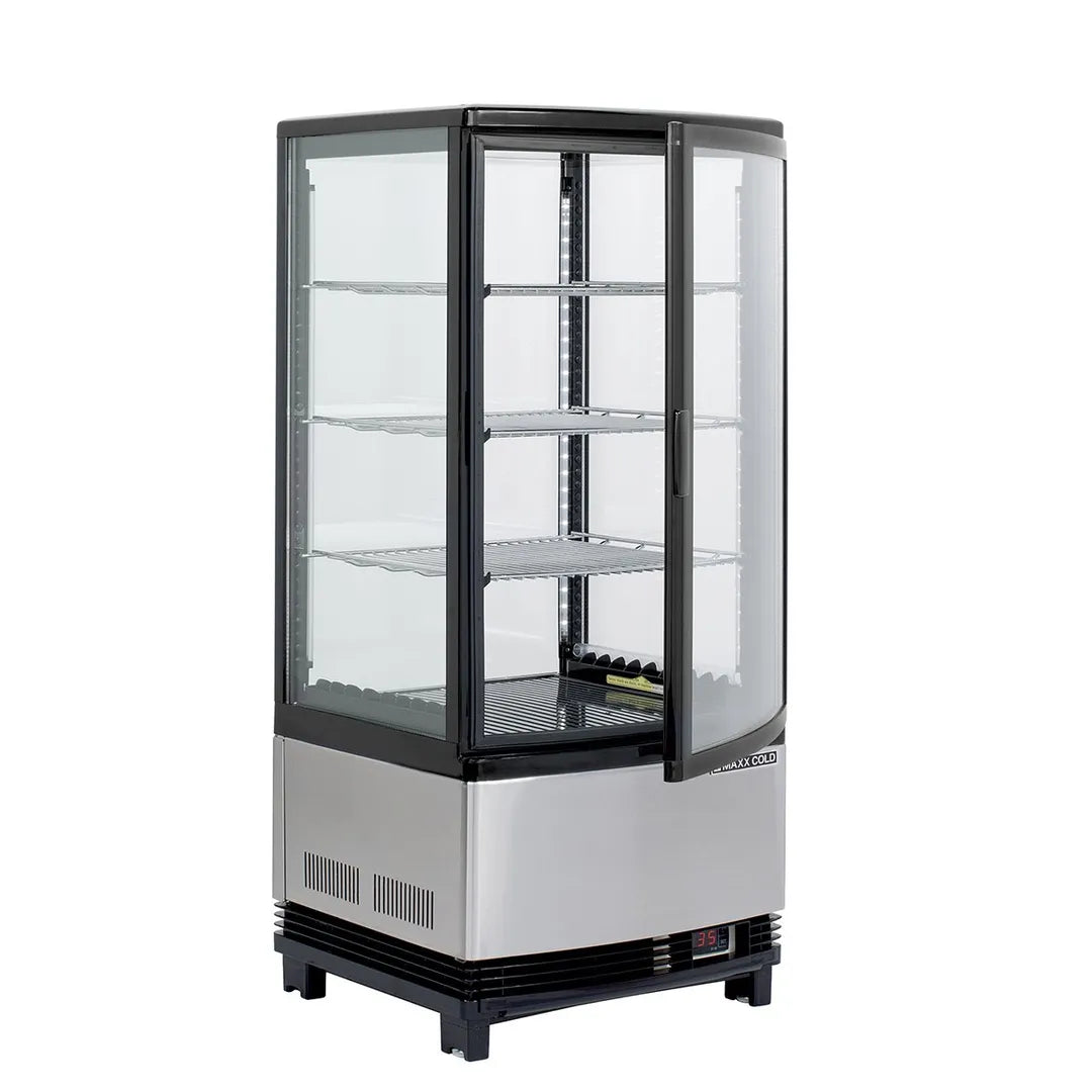 Maxx Cold MECR-31D 16" Self Service Countertop Refrigerated Display Case with 2 Pass-Thru Hinged Glass Doors , 3 Shelves - 2.89 cu. ft.
