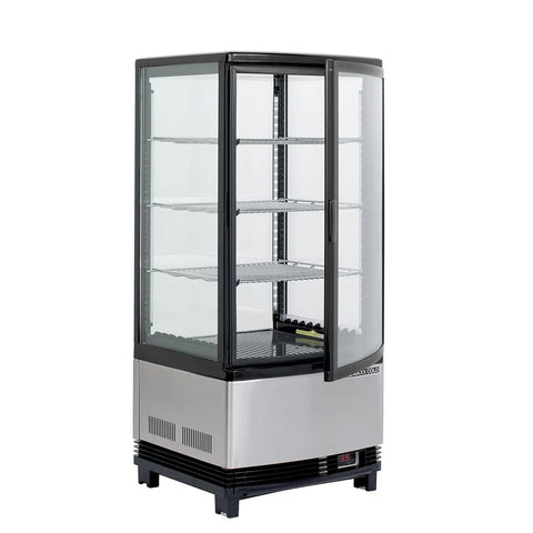 Maxx Cold MECR-31D 16" Self Service Countertop Refrigerated Display Case with 2 Pass-Thru Hinged Glass Doors , 3 Shelves - 2.89 cu. ft.
