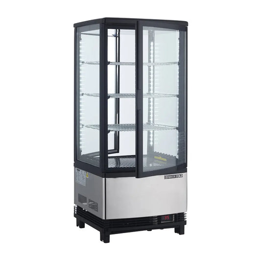 Maxx Cold MECR-32D 16" Self Service Countertop Refrigerated Display Case with 2 Pass-Thru Hinged Glass Doors , 3 Shelves - 3.03 cu. ft.