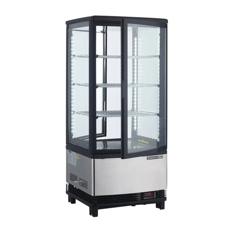 Maxx Cold MECR-32D 16" Self Service Countertop Refrigerated Display Case with 2 Pass-Thru Hinged Glass Doors , 3 Shelves - 3.03 cu. ft.