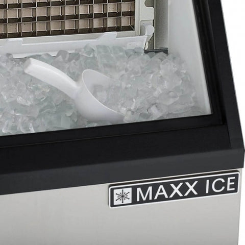 Maxx Ice MIM250 Self-Contained Ice Machine, 250 lbs, Full Dice Cubes, Storage Bin, Stainless Steel/Black Trim