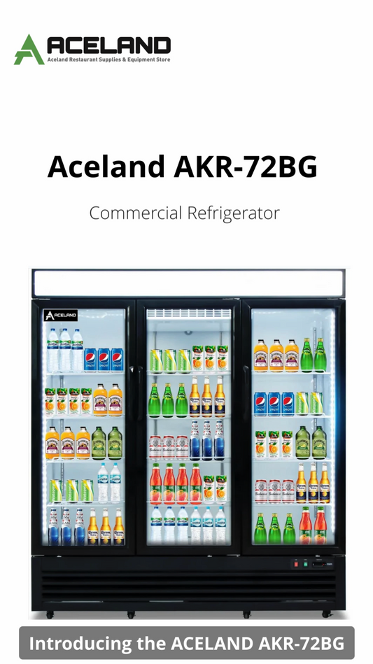 Aceland AKR-72BG Commercial Refrigerator 3 Glass Door,  72" W Merchandiser Reach-in Cooler Upright Fridge 54 Cu.ft for Restaurant, Bar, Shop, Retail