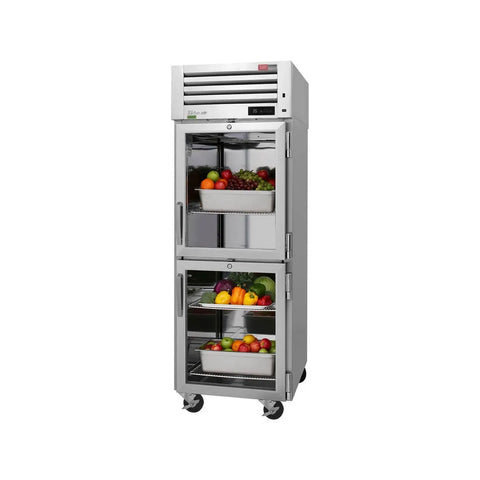 Turbo Air PRO-26-2R-G-N 28" 1-Section Reach-In Refrigerator w/ 2 Half Glass Doors, Top Mount, Stainless Steel, 26 cu. ft.