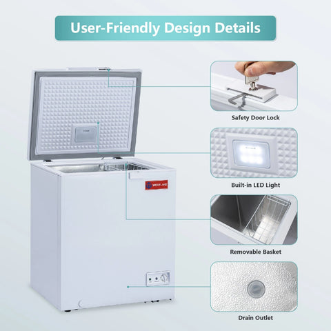WESTLAKE 5 Cu.Ft Chest Freezer Deep Freezer with Lock CSA Listed White