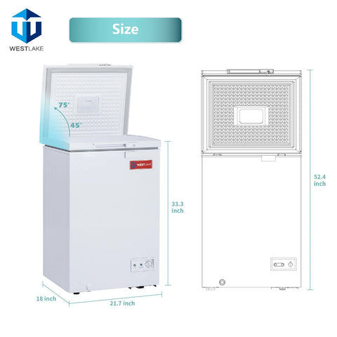 WESTLAKE 3.4 Cu.Ft Chest Freezer Deep Freezer with Lock CSA Listed White