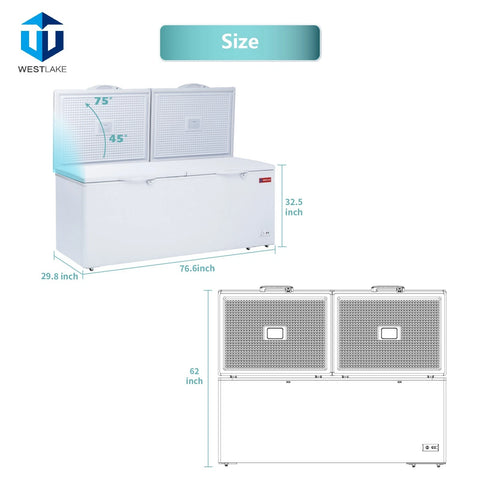 WESTLAKE 24 Cu.Ft Commercial Chest Freezer Deep Freezer with Lock ETL White