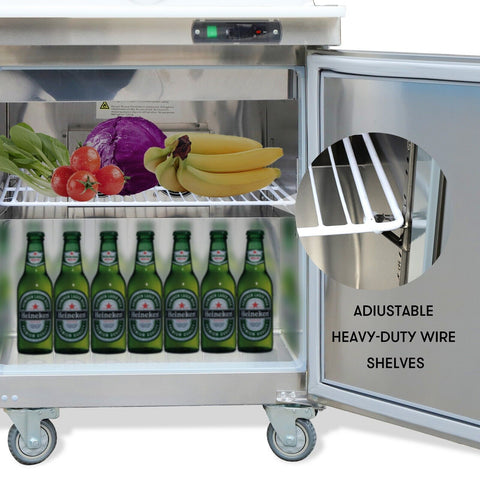 Aceland ASR-27BM Stainless Steel Single Door Food Prep Table Refrigerator-28 Inches