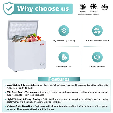 WESTLAKE 7 Cu.Ft Chest Freezer Deep Freezer with Lock CSA Listed White
