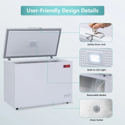 WESTLAKE 10 Cu.Ft Chest Freezer Deep Freezer with Lock CSA Listed White