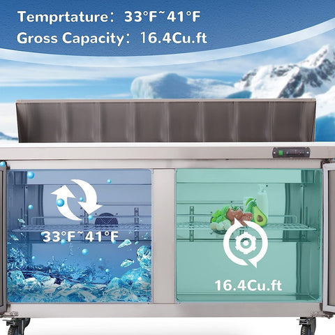 ⚡Flash Sale⚡Aceland ASR-60BM Stainless Steel 60" Mega Top Prep Cooler