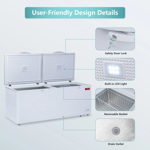 WESTLAKE 20 Cu.Ft Commercial Chest Freezer Deep Freezer with Lock ETL White