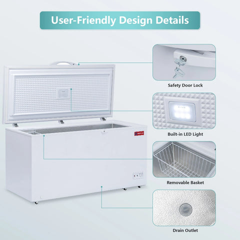 WESTLAKE 18 Cu.Ft Commercial Chest Freezer Deep Freezer with Lock ETL White