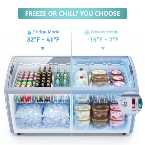 WESTLAKE 5.4 Cu.Ft Commercial Ice Cream Display Freezer Glass Top ETL 27"W