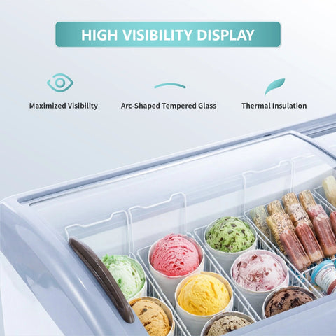 WESTLAKE 13 Cu.Ft Commercial Ice Cream Display Freezer Glass Top ETL 50"W