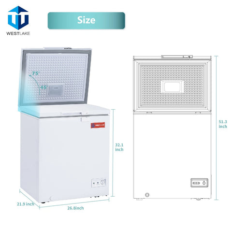 WESTLAKE 5 Cu.Ft Chest Freezer Deep Freezer with Lock CSA Listed White
