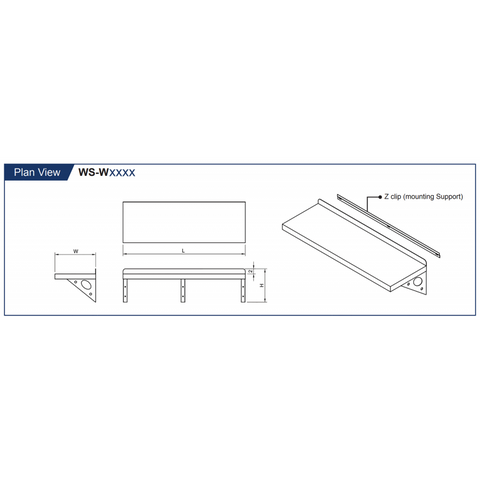 WS-W11648 Stainless Steel Wall Mount Shelf 16x48"