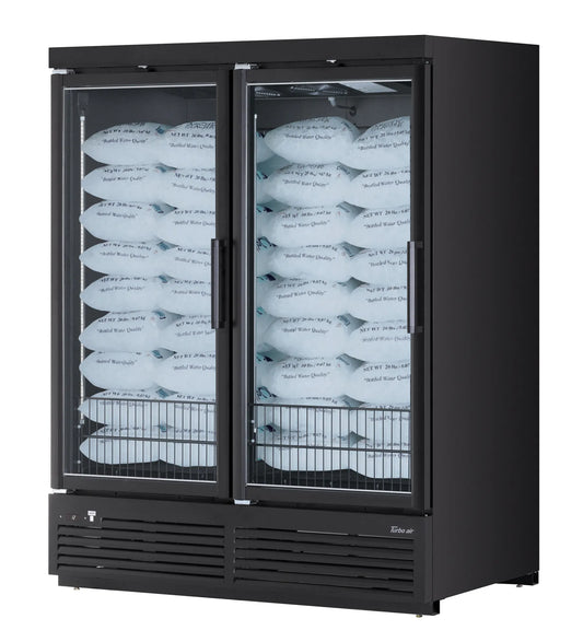 Turbo Air TJMI-55SDW(B)-N 65" Indoor Ice Merchandiser w/ Glass Door, Auto Defrost, 60 cu. ft.