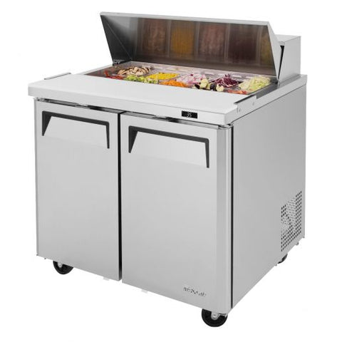 Turbo Air MST-36 Sandwich/Salad Prep Table with 2 Doors, 36-1/4"W, 10 Pans