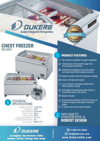 Dukers WD-500Y 56" Commercial Chest Freezer in White 17.6 Cu. Ft