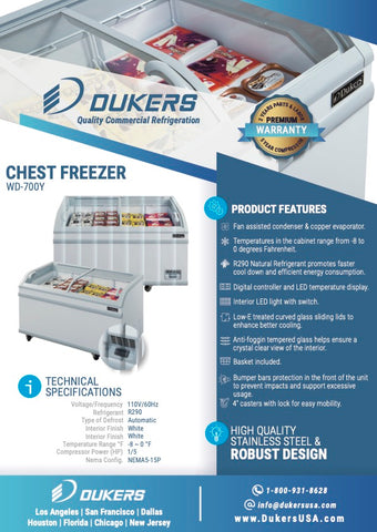 Dukers WD-700Y 79" Commercial Chest Freezer in White 24.7 Cu. Ft.