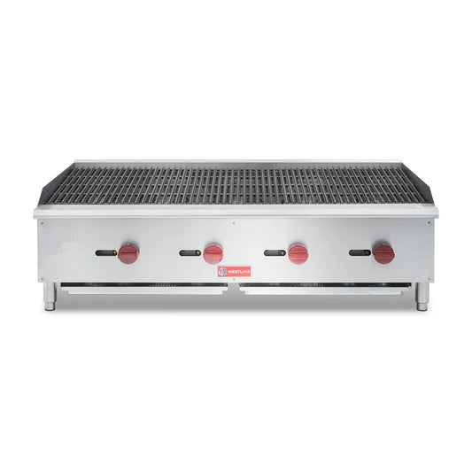 Commercial Charbroiler, WESTLAKE ECB-48S 48" Gas Countertop Radiant Charbroiler 4 Burner Char Broiler - 120,000 BTU