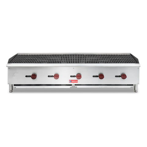 Commercial Charbroiler, WESTLAKE ECB-60S 60" Gas Countertop Radiant Charbroiler 5 Burner Char Broiler - 150,000 BTU