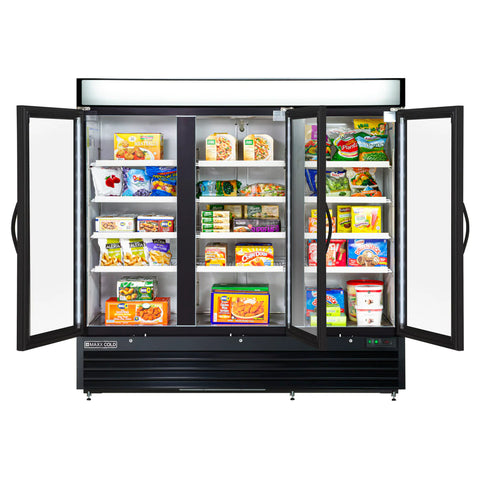 MXM3-72FBHC Maxx Cold Triple Door, Glass Door Freezer Merchandiser, Black, 72 Cu ft