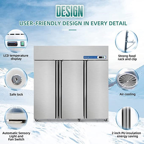 ⚡Flash Sale⚡Aceland AR-72B 3 door 72" Stainless Steel Reach in Upright Refrigerator 54 Cu. Ft.