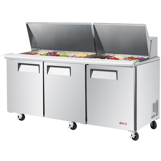 Turbo Air EST-72-30-N E-line 72 5/8" 3 Door Mega Top Refrigerated Salad Prep
