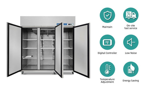 ⚡Flash Sale⚡Aceland AR-72B 3 door 72" Stainless Steel Reach in Upright Refrigerator 54 Cu. Ft.