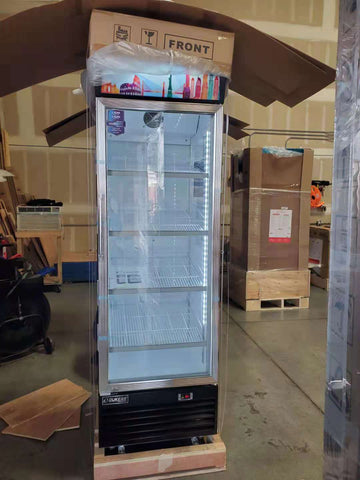 Dukers LG-430 Commercial Single Glass Swing Door Merchandiser Refrigerator 15.1 cu. ft.