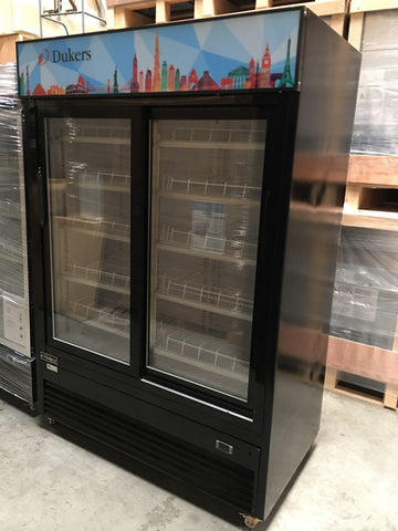 Dukers DSM-47SR Commercial Glass SLIDING 2-Door Merchandiser Refrigerator(Black)