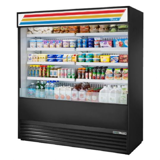 True TOAM-72-HC~TSL01 72" Black Vertical Air Curtain Open Display Merchandiser