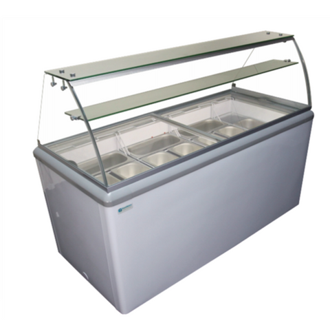 Excellence Industries HBG-10HC 59 1/2" Stand Alone Gelato Dipping Cabinet w/ 10 Pan Capacity - White, 115v
